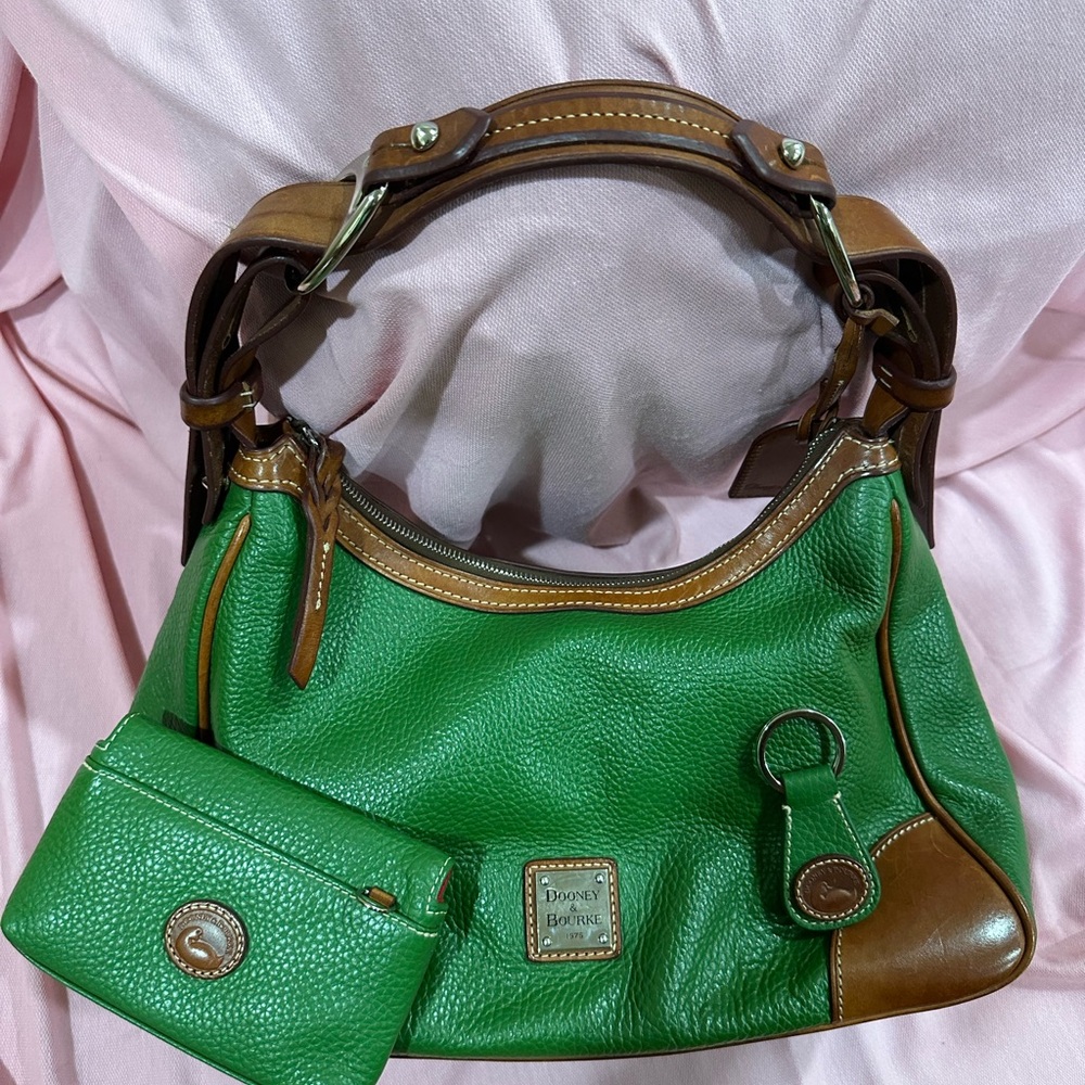 Dooney & Bourke Green and Tan Shoulder Bag